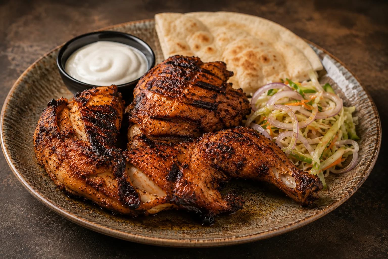 Charcoal-grilled al faham chicken