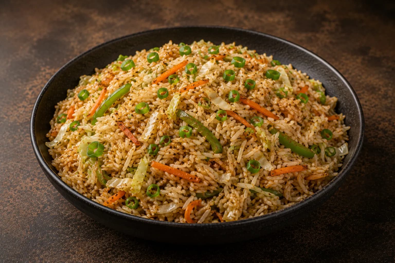 Wok-fried rice with vegetables